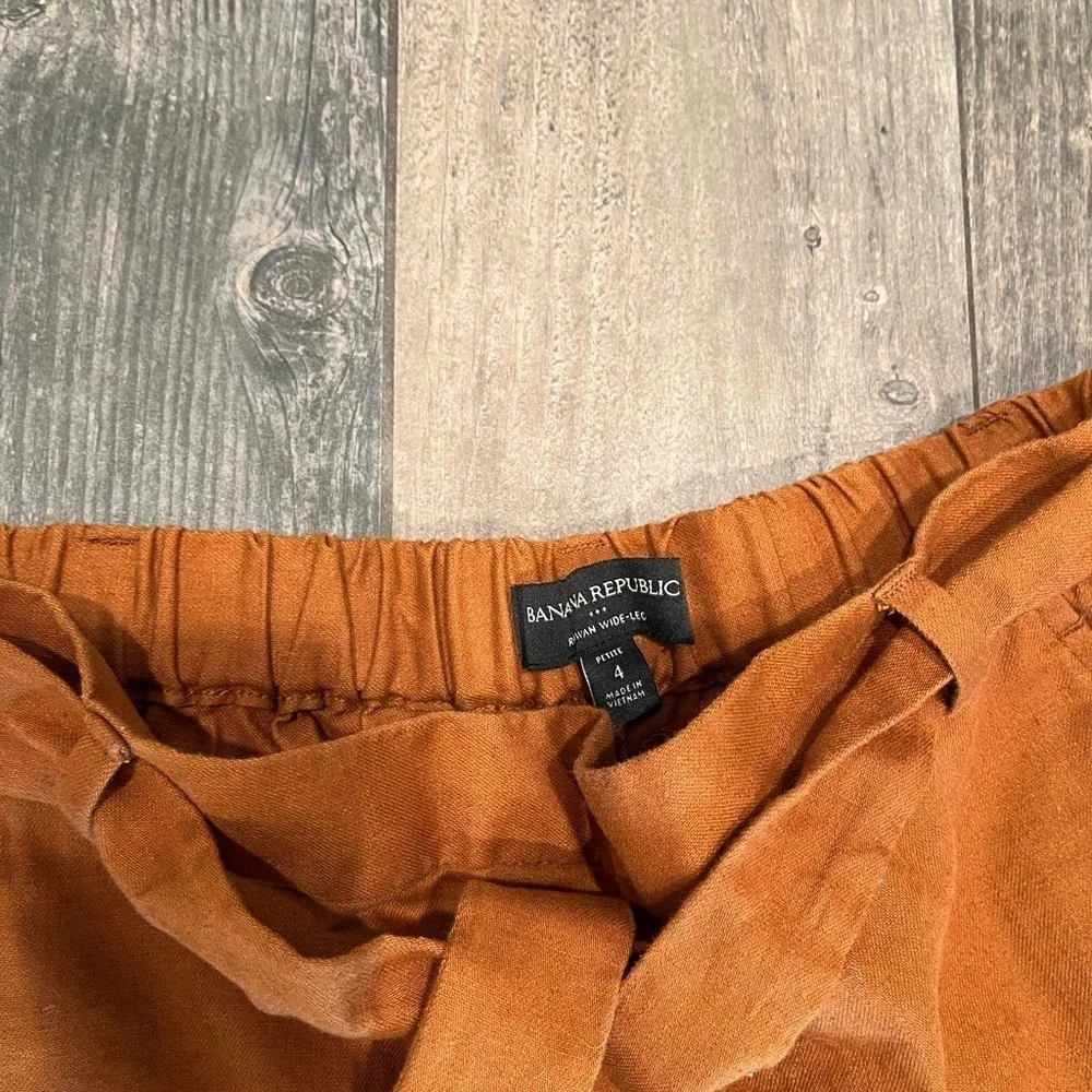 Banana Republic Rowan Wide Leg Crop Linen Blend Pants Size 4 Petite Rust